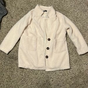 shein, teddy coat, cream, oversized, button up, sherpa